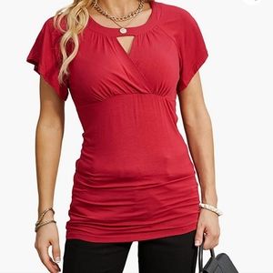 Ninedaily red peekaboo top